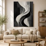 Flowing Curves Monochrome Wall Art Canvas Print - Image 7
