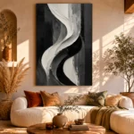 Flowing Curves Monochrome Wall Art Canvas Print - Image 8