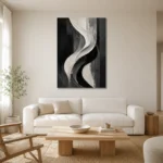 Flowing Curves Monochrome Wall Art Canvas Print styled in a refined neutral interior