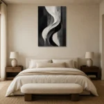 Flowing Curves Monochrome Wall Art Canvas Print showcased in an elegant minimalist interior