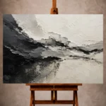 Charcoal and ivory Monochrome Wall Art print featuring sweeping mineral-inspired formations for elegant interiors