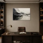 Mineral Formations Monochrome Wall Art Canvas Print displayed in a contemporary gallery-inspired room