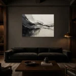 Mineral Formations Monochrome Wall Art Canvas Print shown in a warm modern interior