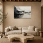 Mineral Formations Monochrome Wall Art Canvas Print presented in a sophisticated home setting