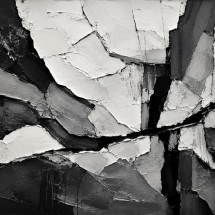Abstract Tectonic Layers Monochrome Wall Art Canvas Print