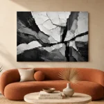 Abstract Tectonic Layers Monochrome Wall Art Canvas Print - Image 3