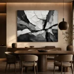 Abstract Tectonic Layers Monochrome Wall Art Canvas Print - Image 4