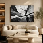 Abstract Tectonic Layers Monochrome Wall Art Canvas Print - Image 6