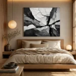 Abstract Tectonic Layers Monochrome Wall Art Canvas Print - Image 8