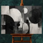 Black And White Circular Forms Monochrome Wall Art Canvas Print - Image 2