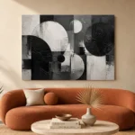 Black And White Circular Forms Monochrome Wall Art Canvas Print - Image 3