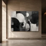 Black And White Circular Forms Monochrome Wall Art Canvas Print - Image 5