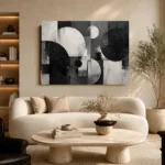 Black And White Circular Forms Monochrome Wall Art Canvas Print - Image 6