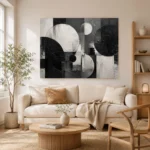 Black And White Circular Forms Monochrome Wall Art Canvas Print - Image 7