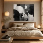 Black And White Circular Forms Monochrome Wall Art Canvas Print - Image 8