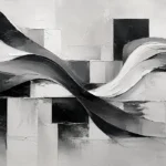 Flowing Ribbon Monochrome Wall Art Canvas Print