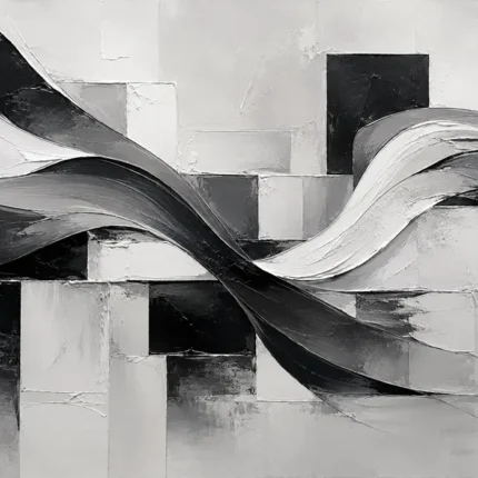 Flowing Ribbon Monochrome Wall Art Canvas Print