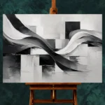 Flowing Ribbon Monochrome Wall Art Canvas Print - Image 2