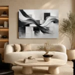Flowing Ribbon Monochrome Wall Art Canvas Print - Image 6
