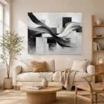 Flowing Ribbon Monochrome Wall Art Canvas Print - Image 7