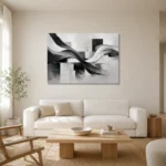 Flowing Ribbon Monochrome Wall Art Canvas Print styled in a refined neutral interior