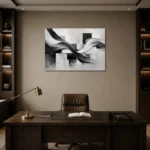 Flowing Ribbon Monochrome Wall Art Canvas Print displayed in a contemporary gallery-inspired room