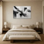 Flowing Ribbon Monochrome Wall Art Canvas Print showcased in an elegant minimalist interior