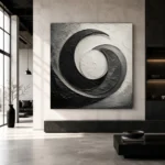 Obsidian Crescent Forms Monochrome Wall Art Canvas Print - Image 5