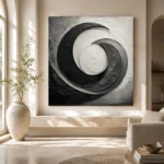 Obsidian Crescent Forms Monochrome Wall Art Canvas Print - Image 8