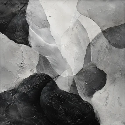 Layered Organic Forms Monochrome Wall Art Canvas Print