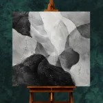 Layered Organic Forms Monochrome Wall Art Canvas Print - Image 2