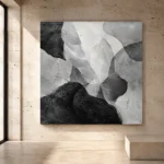 Layered Organic Forms Monochrome Wall Art Canvas Print - Image 3
