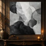 Layered Organic Forms Monochrome Wall Art Canvas Print - Image 4