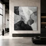 Layered Organic Forms Monochrome Wall Art Canvas Print - Image 5