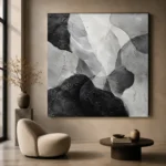 Layered Organic Forms Monochrome Wall Art Canvas Print - Image 6