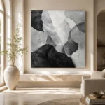 Layered Organic Forms Monochrome Wall Art Canvas Print - Image 8