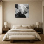 Layered Organic Forms Monochrome Wall Art Canvas Print showcased in an elegant minimalist interior