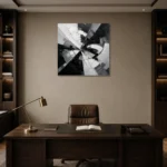 Radial Motion Monochrome Wall Art Canvas Print displayed in a contemporary gallery-inspired room