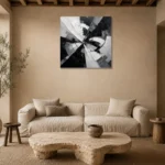 Radial Motion Monochrome Wall Art Canvas Print presented in a sophisticated home setting