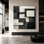 Ivory And Charcoal Geometric Monochrome Wall Art Canvas Print - Image 5