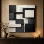 Ivory And Charcoal Geometric Monochrome Wall Art Canvas Print - Image 7