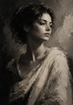 Dramatic Ivory Woman Monochrome Wall Art Canvas Print