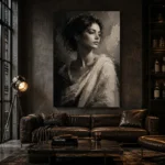 Dramatic Ivory Woman Monochrome Wall Art Canvas Print - Image 4