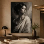 Dramatic Ivory Woman Monochrome Wall Art Canvas Print - Image 5
