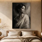 Dramatic Ivory Woman Monochrome Wall Art Canvas Print - Image 6