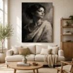 Dramatic Ivory Woman Monochrome Wall Art Canvas Print - Image 7
