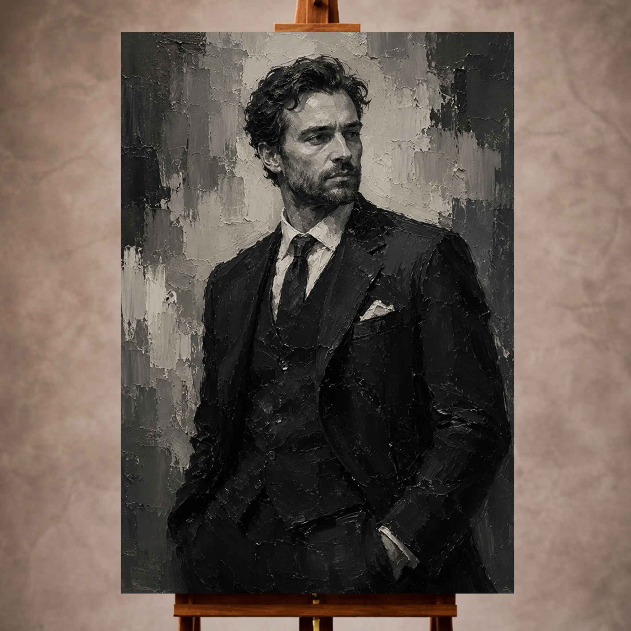 Charcoal Gentleman Monochrome Wall Art Canvas Print Image 1 Charcoal Gentleman Monochrome Wall Art Canvas Print - Image 1
