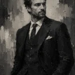 Charcoal Gentleman Monochrome Wall Art Canvas Print