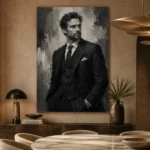 Charcoal Gentleman Monochrome Wall Art Canvas Print - Image 5