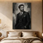 Charcoal Gentleman Monochrome Wall Art Canvas Print - Image 6